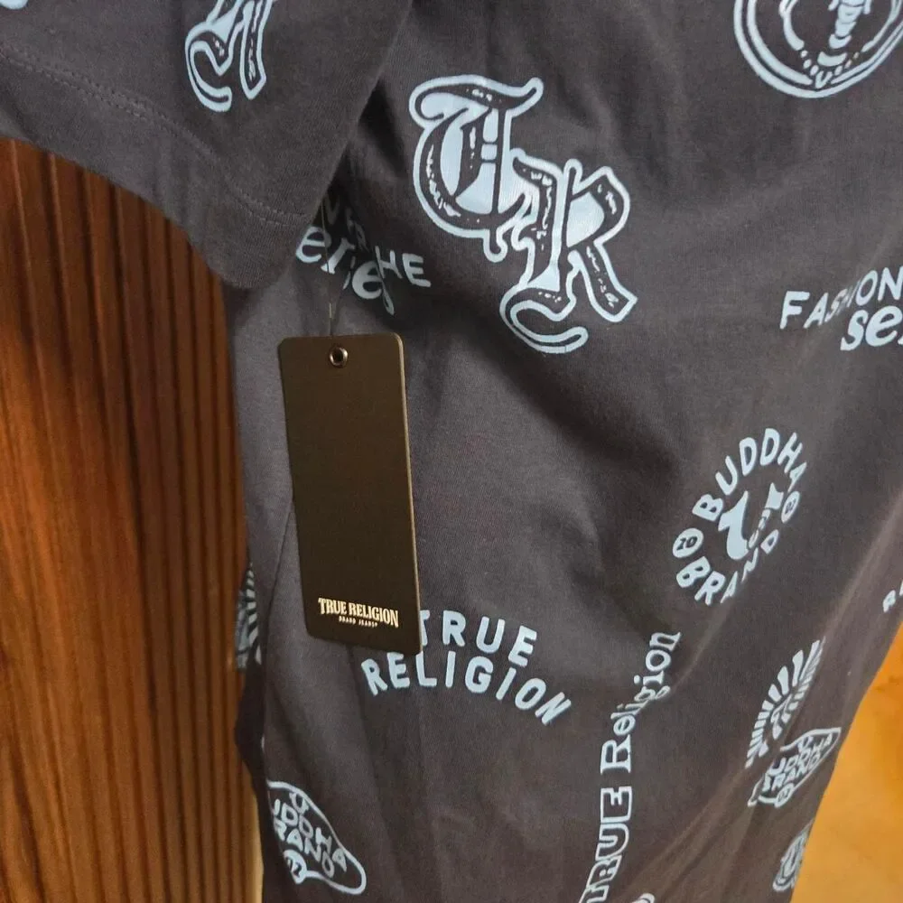 True-religion Men's Blue and Navy T-shirt
